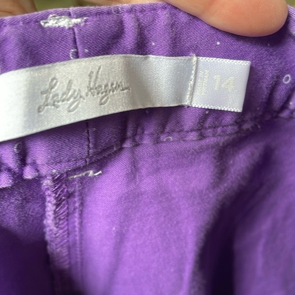 Lady Hagen purple flat front shorts with polkadot sz14 - Picture 2 of 3